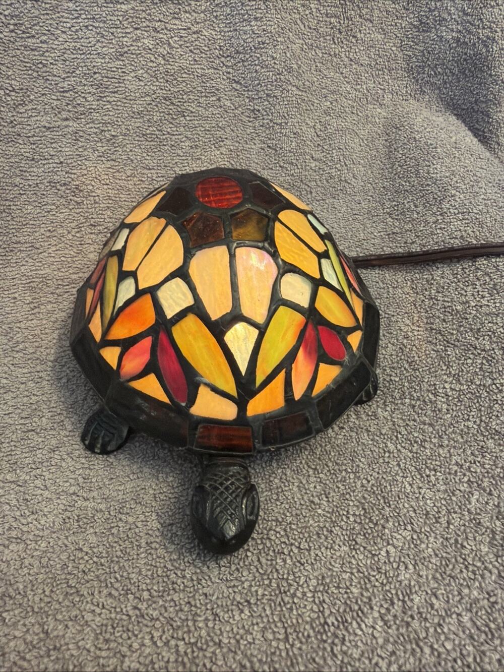 Stained Glass Turtle Accent Lamp Tiffany Style Colorful Tortoise Nightlight